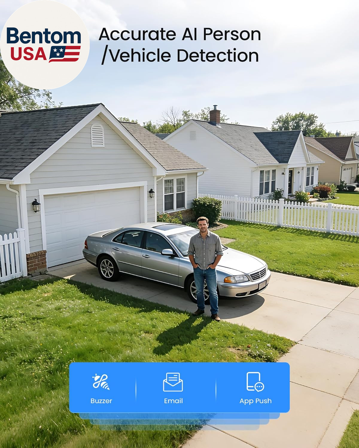 H.265+ Full 1080P Home Security Camera System with AI Human Vehicle Detection, 8