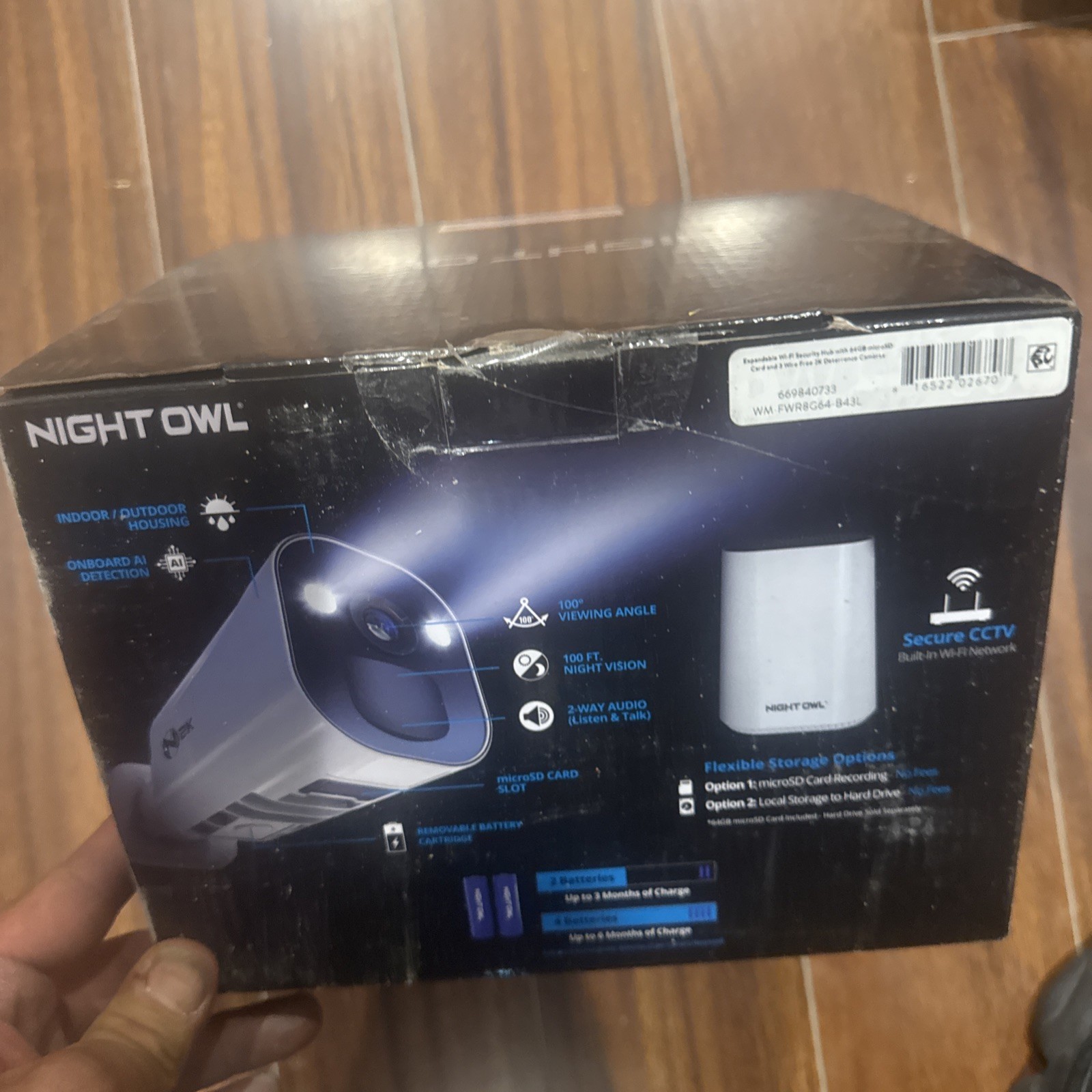 Night Owl 2K HD Battery Wi-Fi System Security Hub and 3 Cameras (White)
