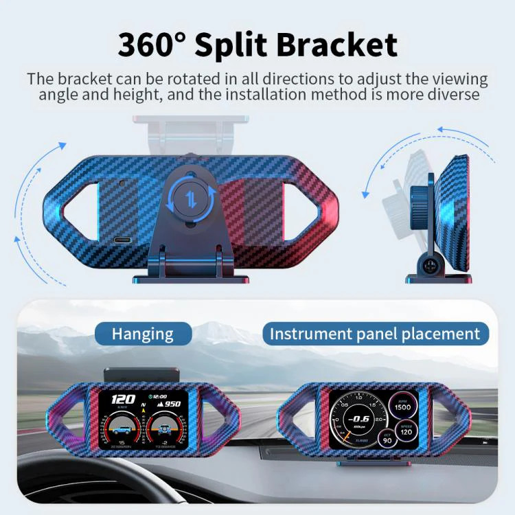 P26 Car HUD Head-Up Display Multi-function LCD OBD Smart Gauge Slope Meter Accel