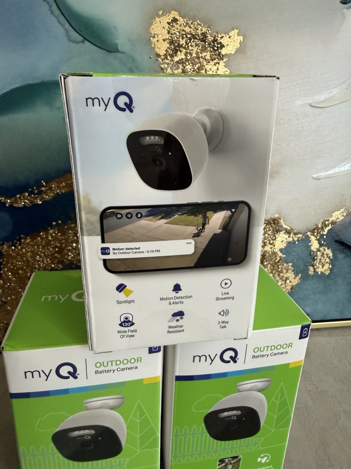 myQ Outdoor Battery Camera 3-Pack 2K Color Night Vision Spotlight Wi-Fi