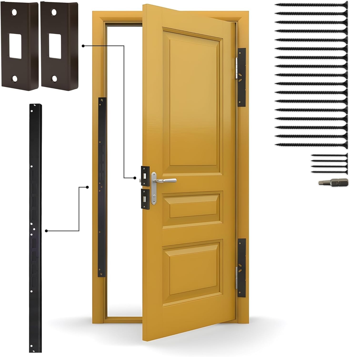 Door Armor Mini – 3-Piece Door Security Kit, , Door Kick-in Prevention Guaran…