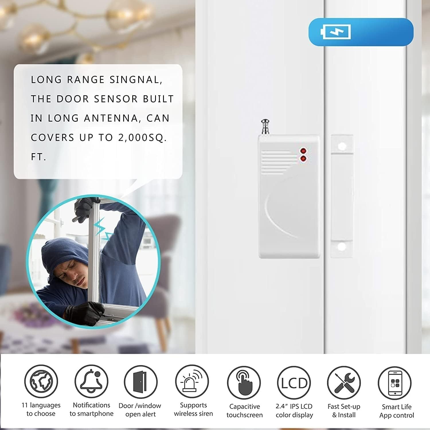 Wifi and 3/4G GSM Home Burglar Security Alarm System Auto Dial with Smart Life a