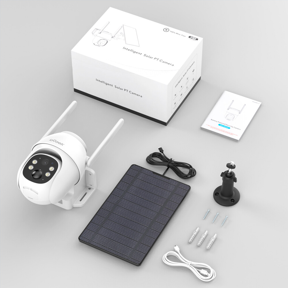 ieGeek 2K Solar PTZ 360° CCTV 4G LTE Cellular Security Camera Outdoor +Sim Card