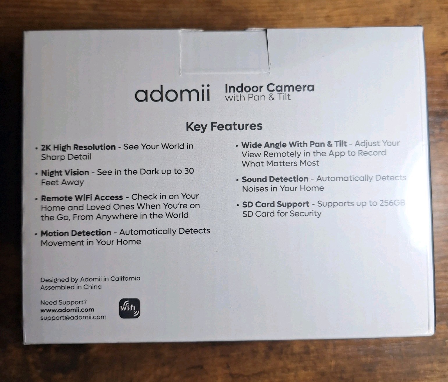 Adomii 2K Indoor Home Security Camera with Night Vision, 2 Way Audio, Wifi
