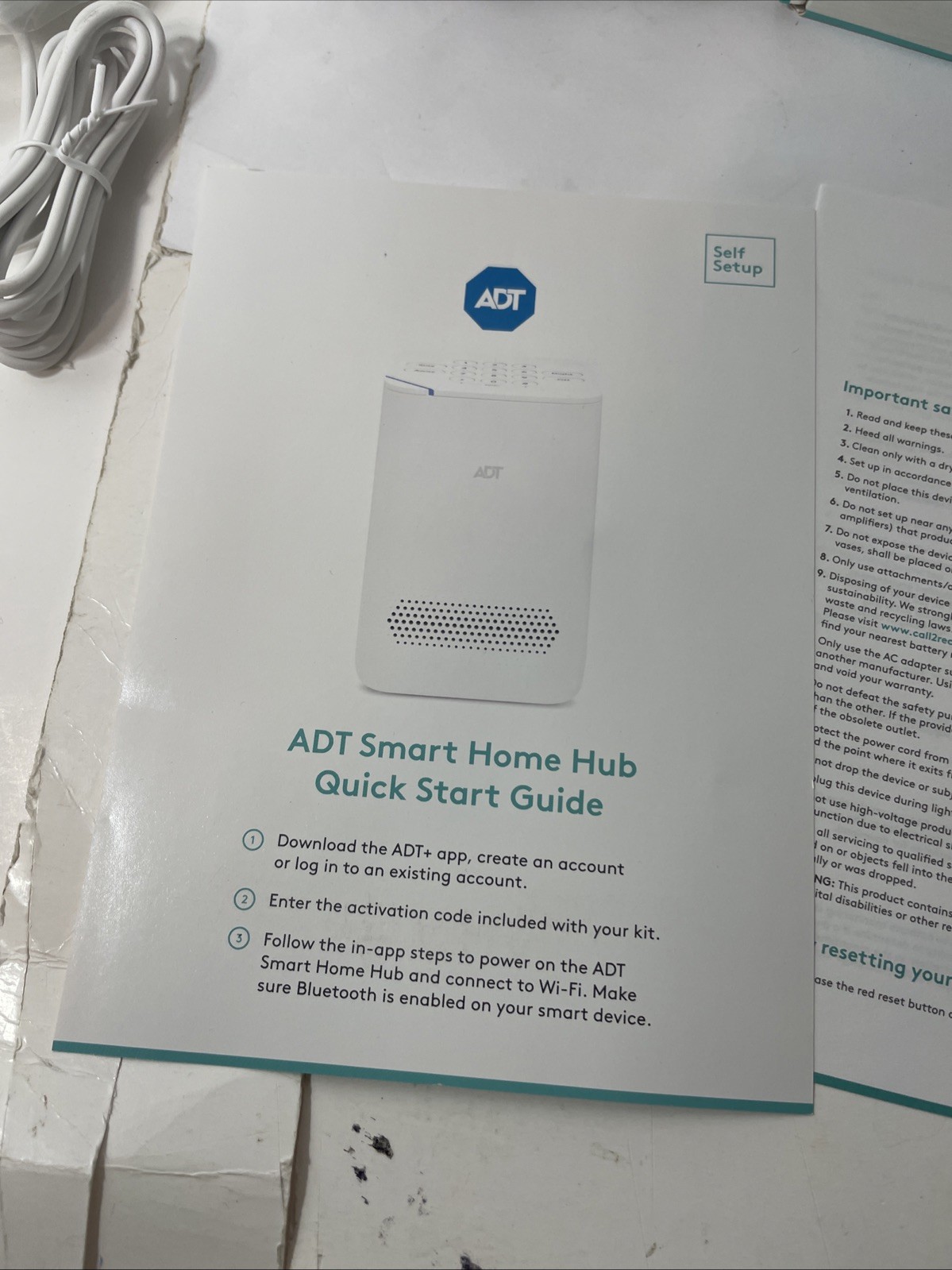 ADT Self Setup Smart Home Hub – White (S40LR1-01) New In Box NOS