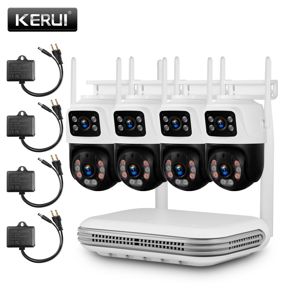 KERUI Security Camera System Outdoor Dual lens Audio Wifi Home CCTV 6MP 8CH NVR