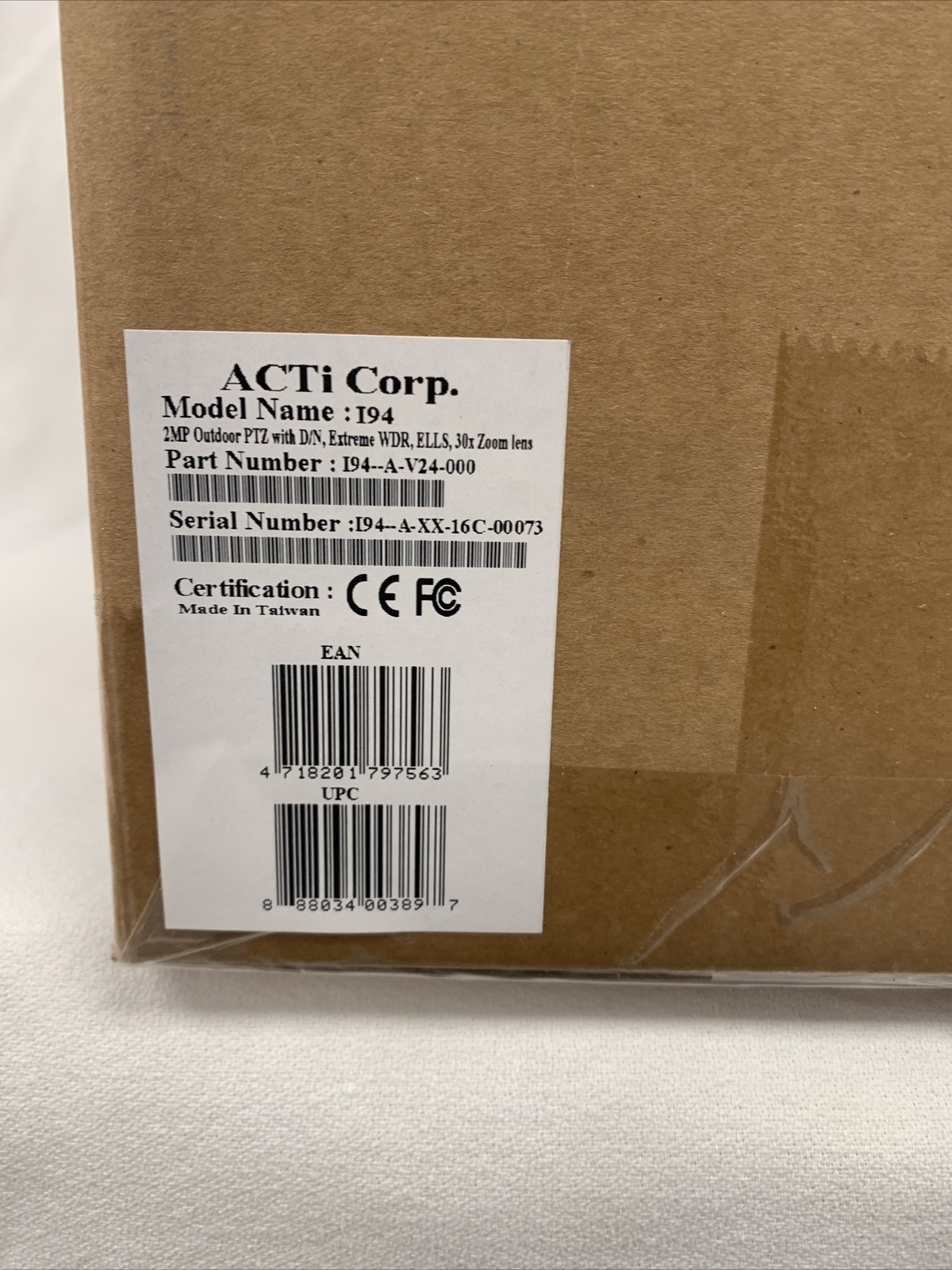 Acti I94 PTZ x Zoom IP Digital Camera With Back Box And Wall Mount Included