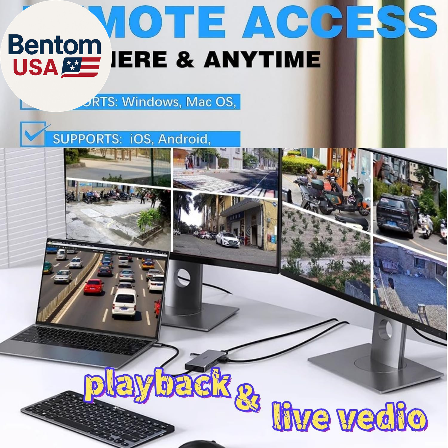 Poe Security Camera System Surveillance NVR Kits, 4Pcs Cameras with Person/Pet/V