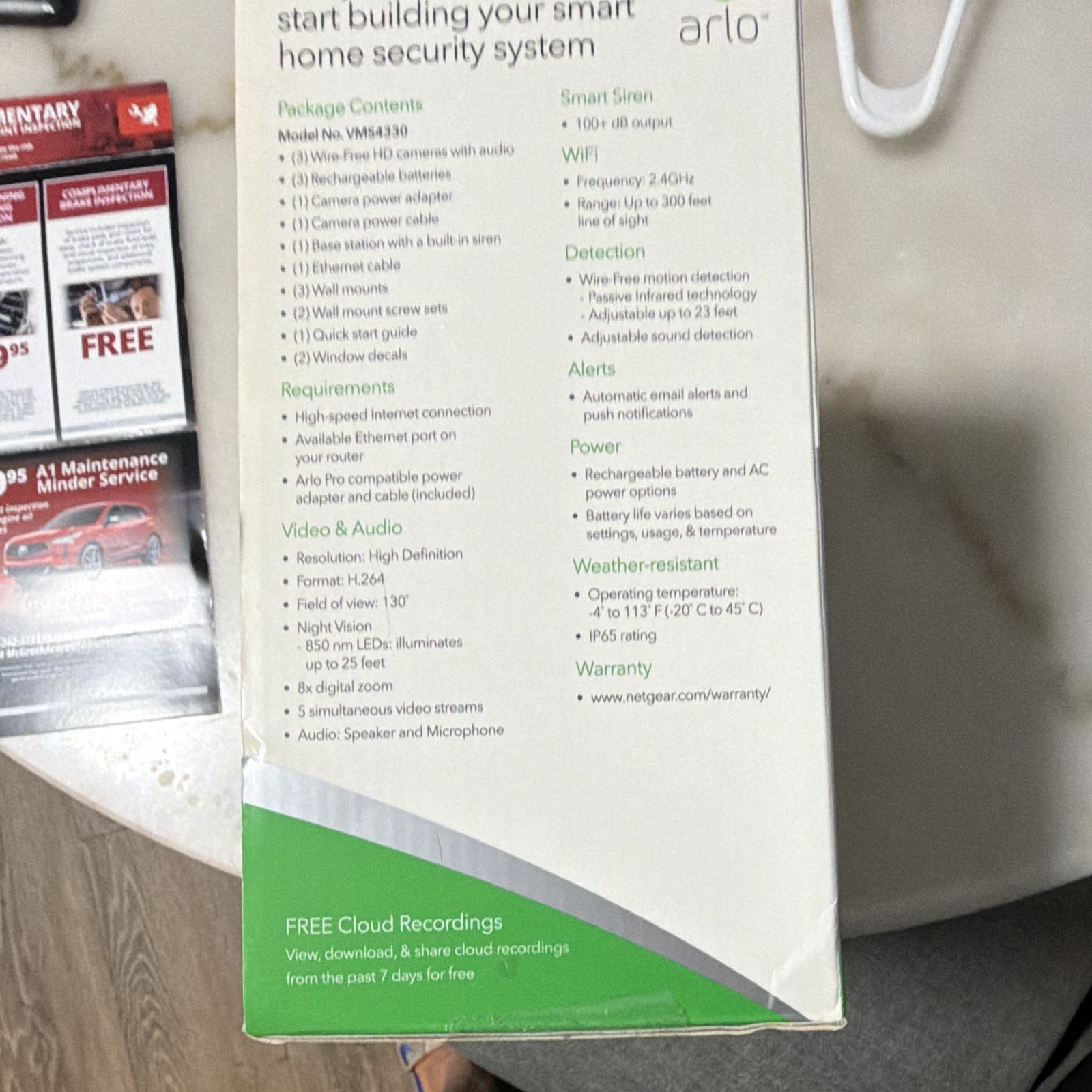 NETGEAR Arlo Pro Wire-Free 1080p Security System 3-Cam Night Vision Siren
