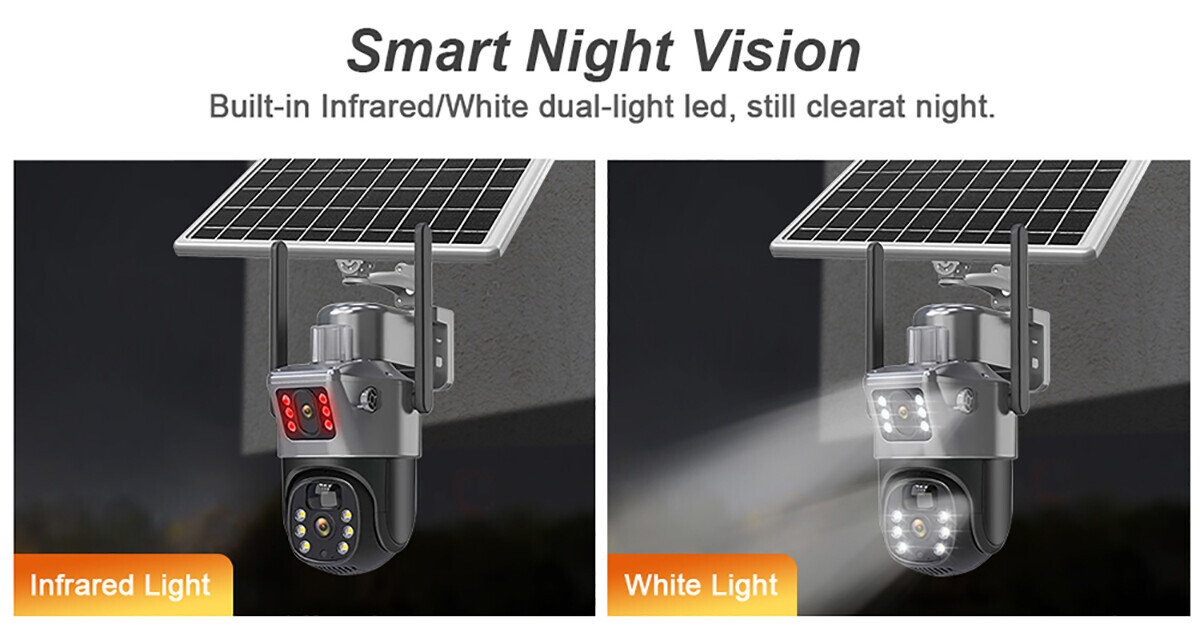 WiFi 4MP Wireless Solar Power PTZ Camera Security CCTV Surveillance Home Outdoor