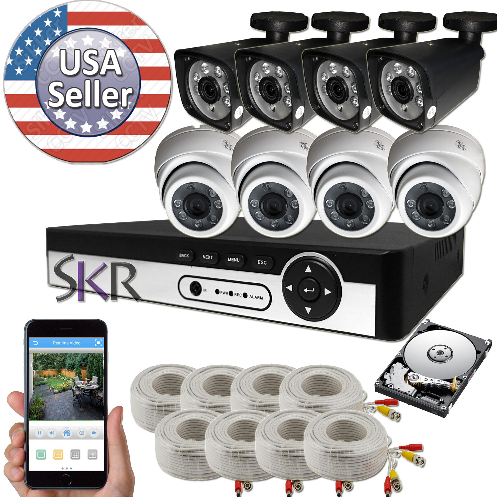 Siker Standalone 8 Channel DVR 1080P 5MP Surveillance Camera Security System lot