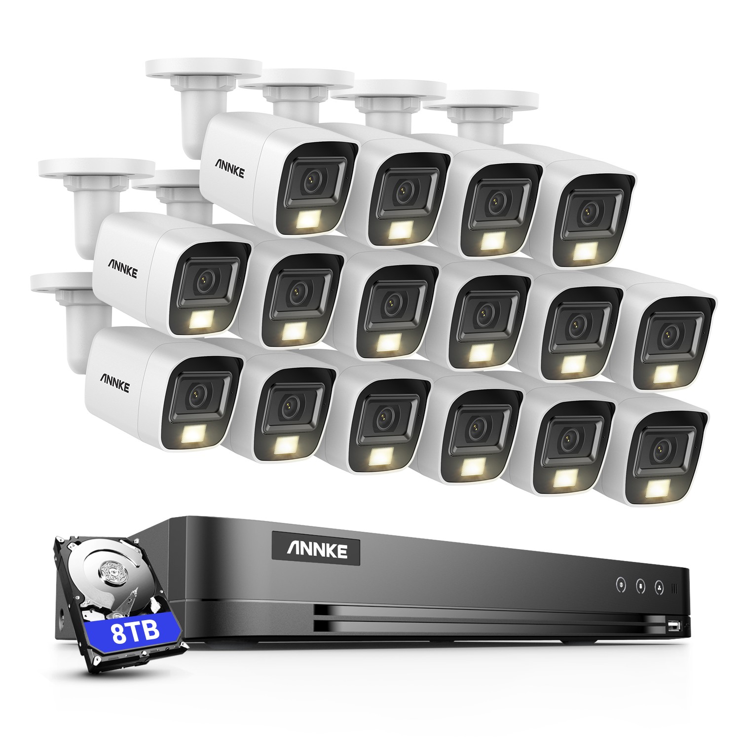 ANNKE 16CH 4K DVR 5MP AI Color Night CCTV Security Camera System Audio Recording