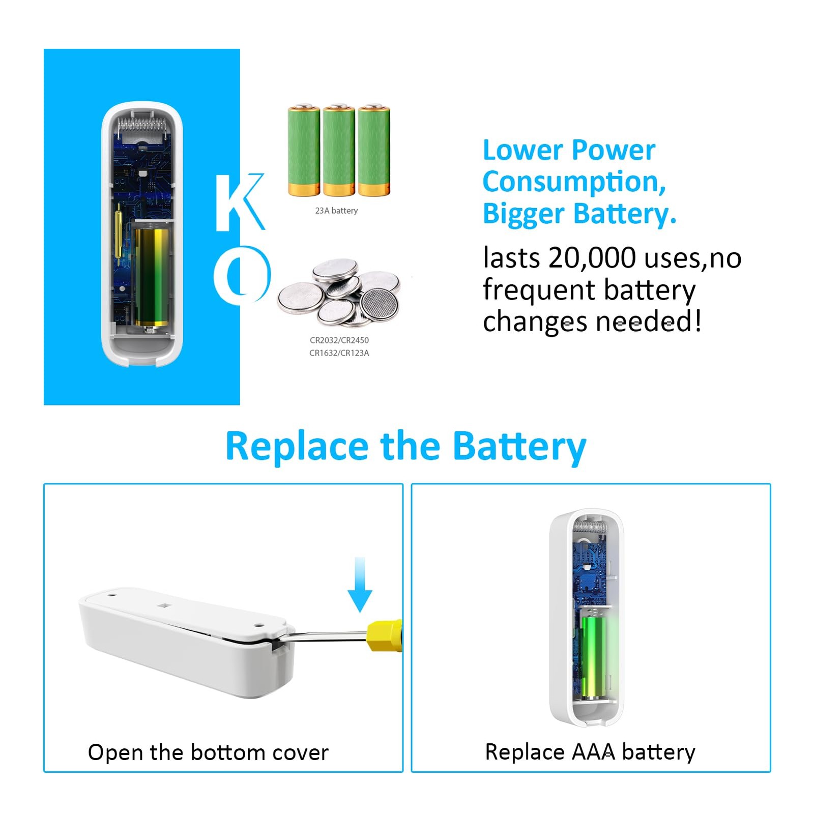Wireless Door Sensor Chime, Open Alarm When Entry white