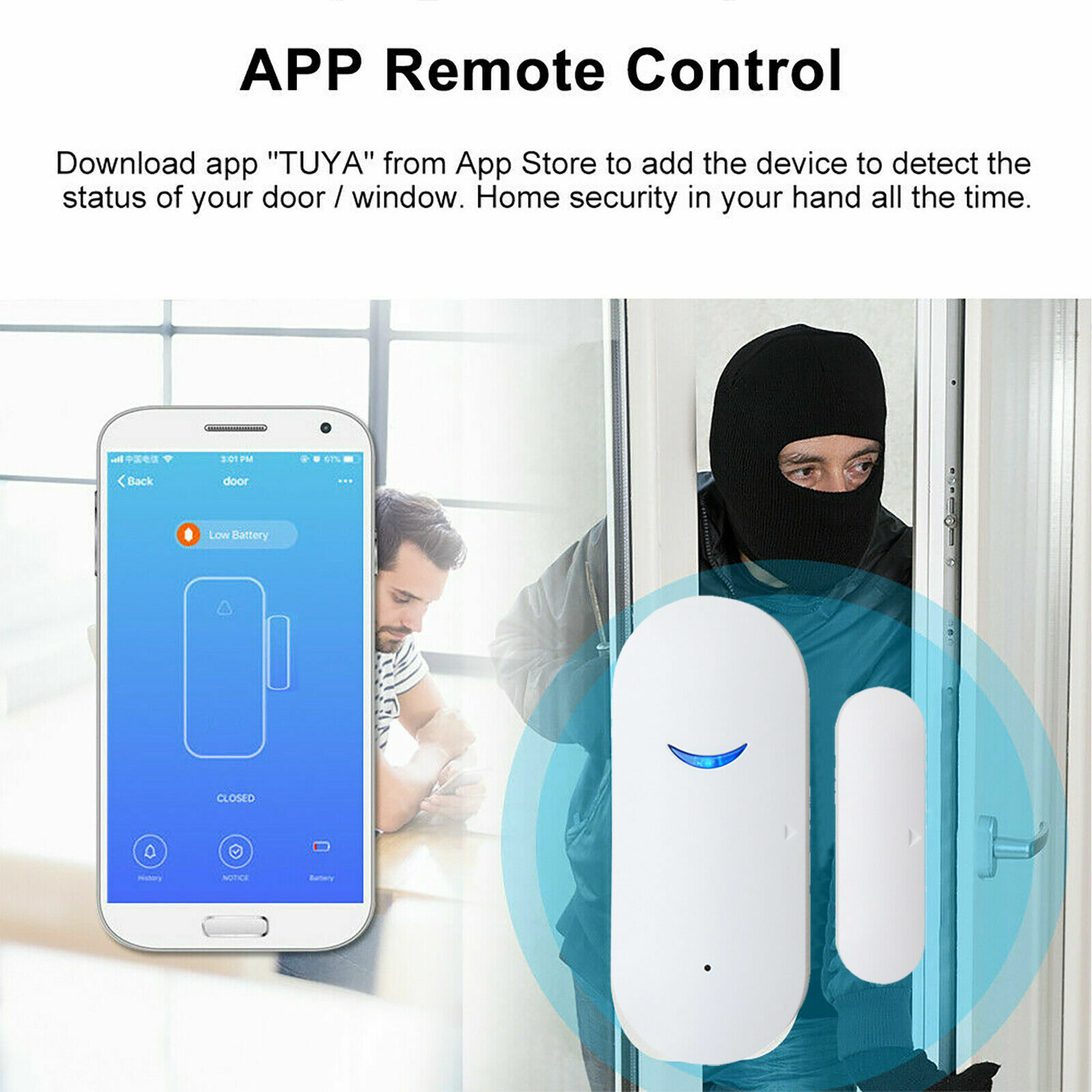 WIFI Smart Window Door Magnetic Sensor Burglar Security Alarm For Google Alexa