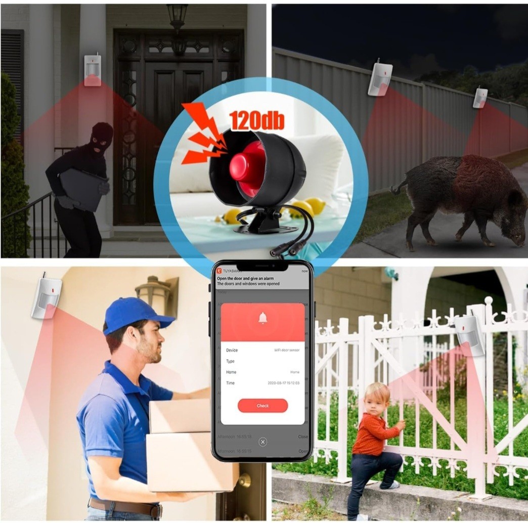 WiFi Alarm System for Home Security, 120dB Wireless Alarm Security System…