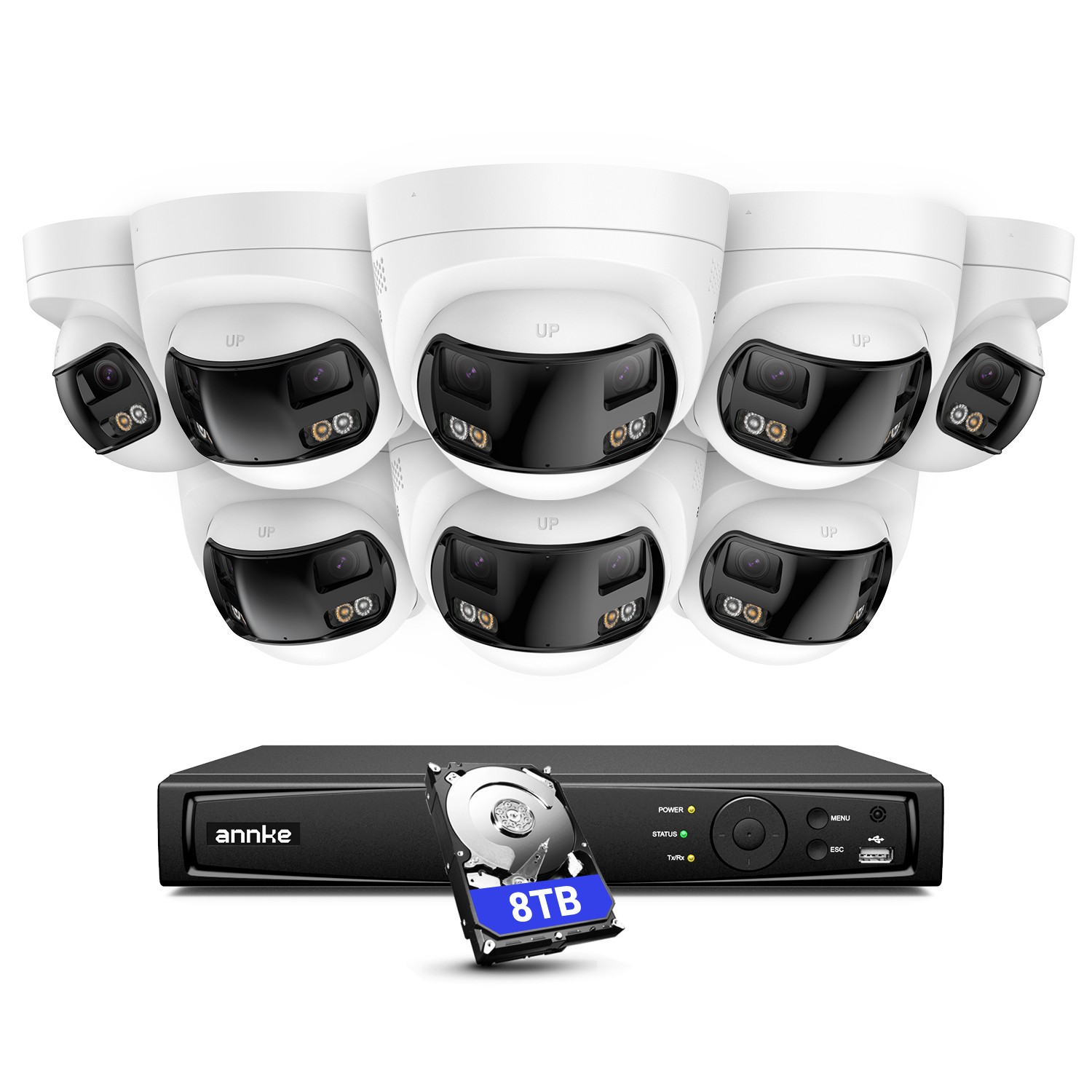 ANNKE 4K Dual-Lens POE Security Camera System 8CH NVR 2-Way Audio AI Color Night