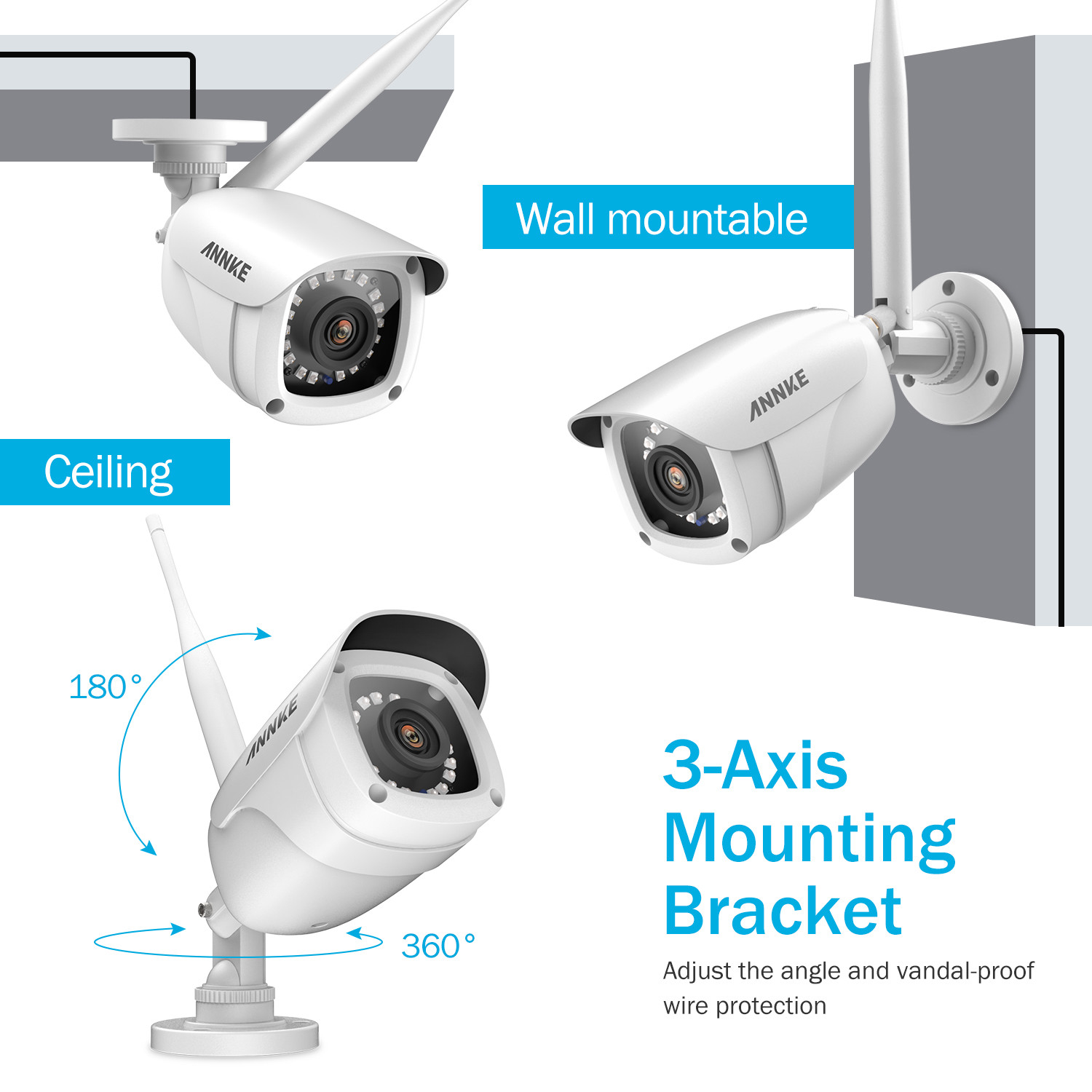 ANNKE HD 1080P Wireless Security IP Camera System 8CH NVR 2MP Video IR Night 1TB