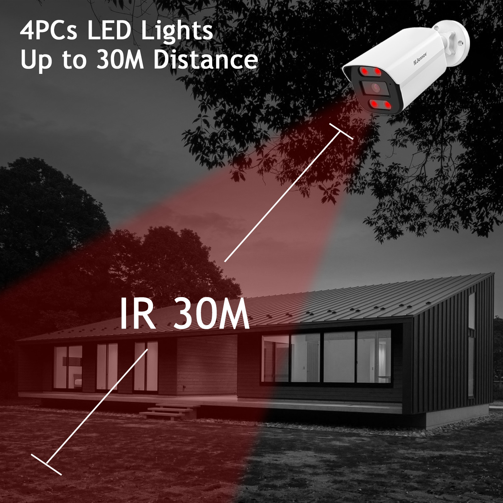 JENNOV 4K POE Security IP Camera Outdoor Color Night Vision Human Detection