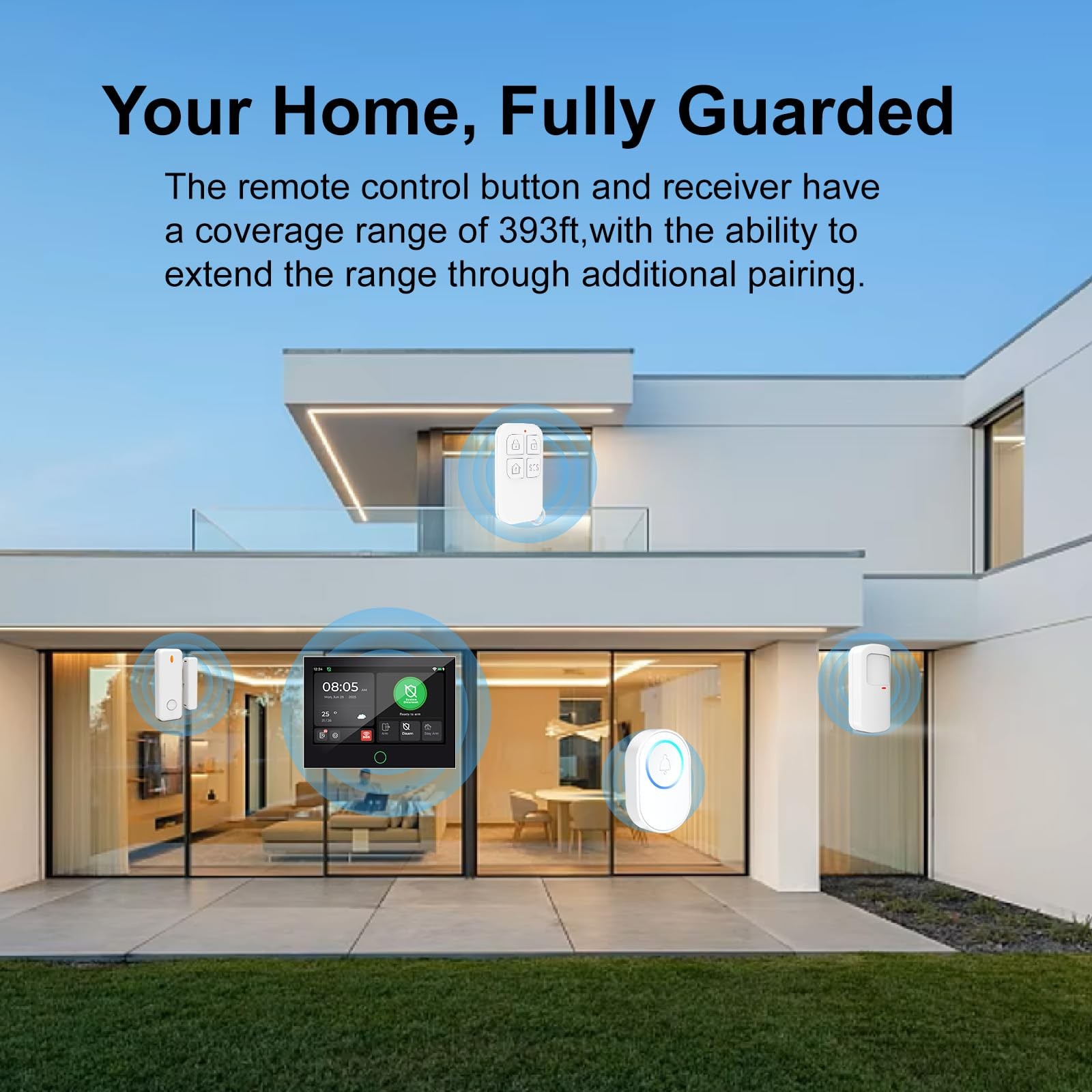 Home Security System, Alarm System for Home Security, 16-Pcs Kit WiFi/GSM SMS