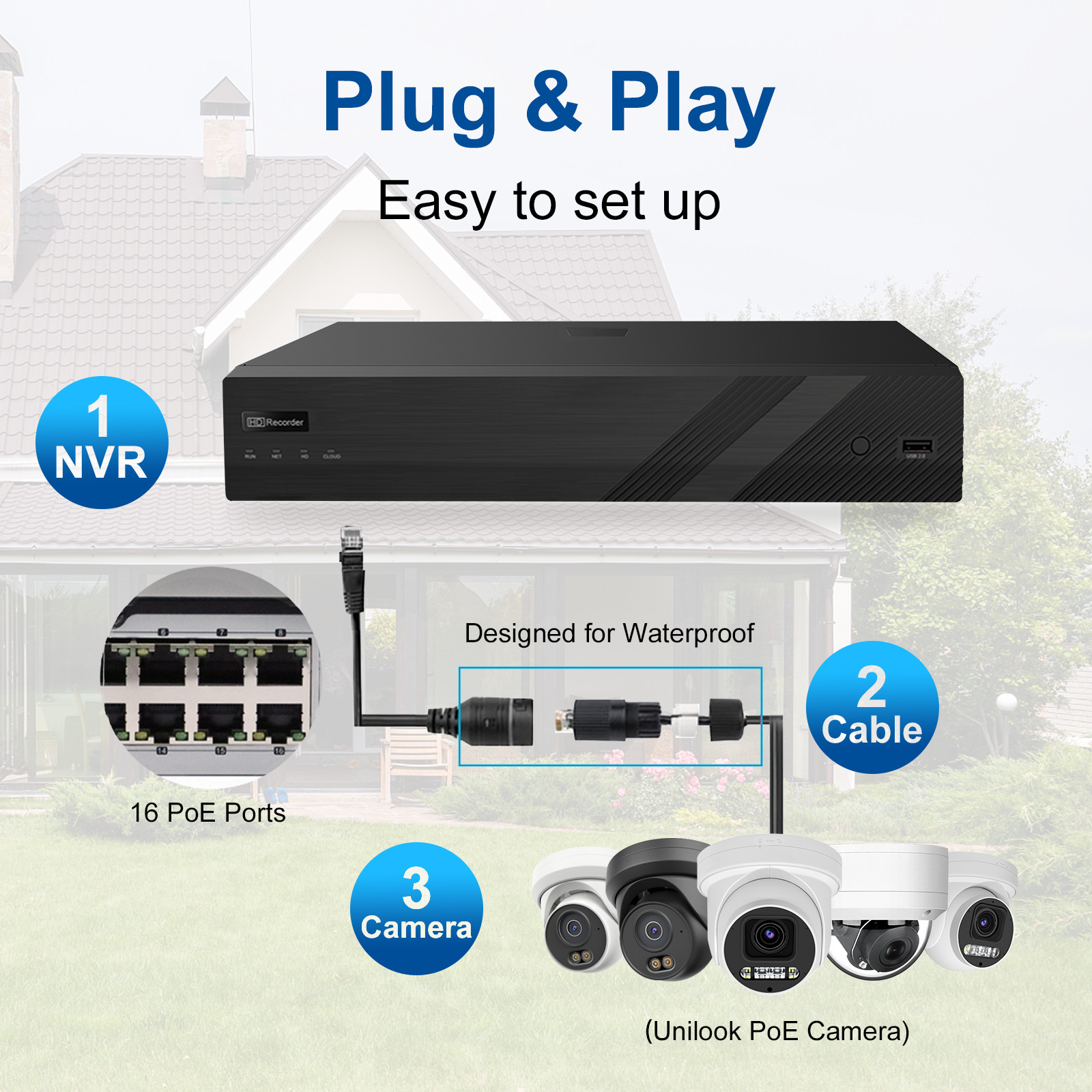 Anpviz 12MP 16CH NVR 8X6MP Audio POE Security Camera System Outdoor Color Night
