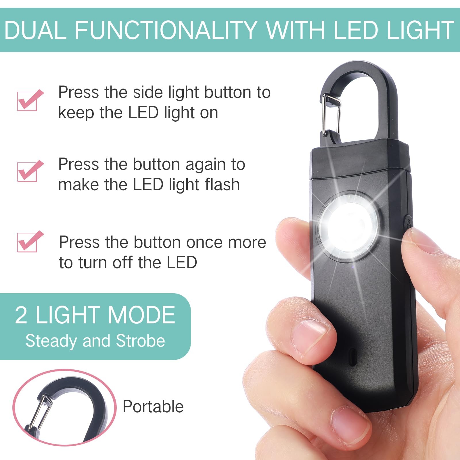 6 Pcs Rechargeable Personal Safety Alarm for Women, 130db Personal Alarm Prot…