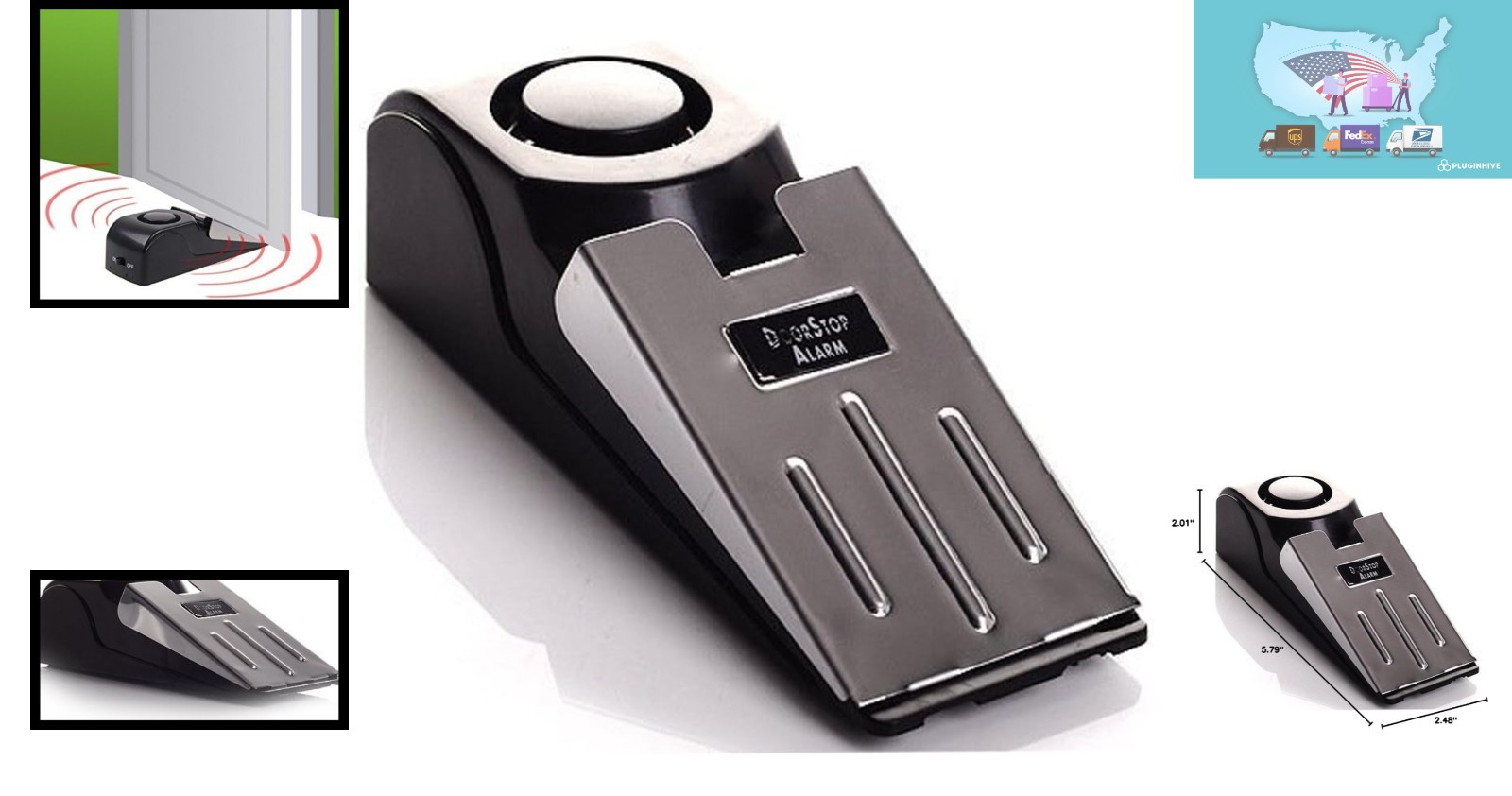 Durable Floor-Mount Door Stop Alarm with 120db Sound – Ideal for Home & Travel