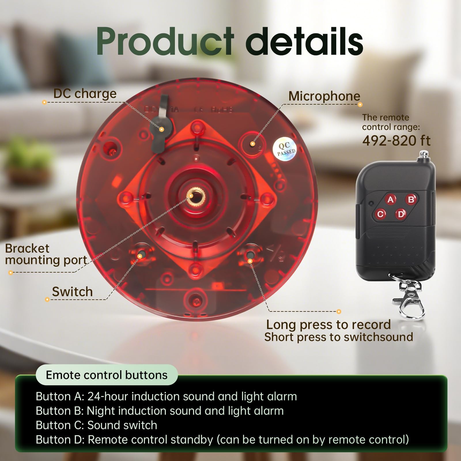 Solar Outdoor Motion Sensor Alarm, 130dB Dog Barking & Gunshot Sound, 13 Soun…