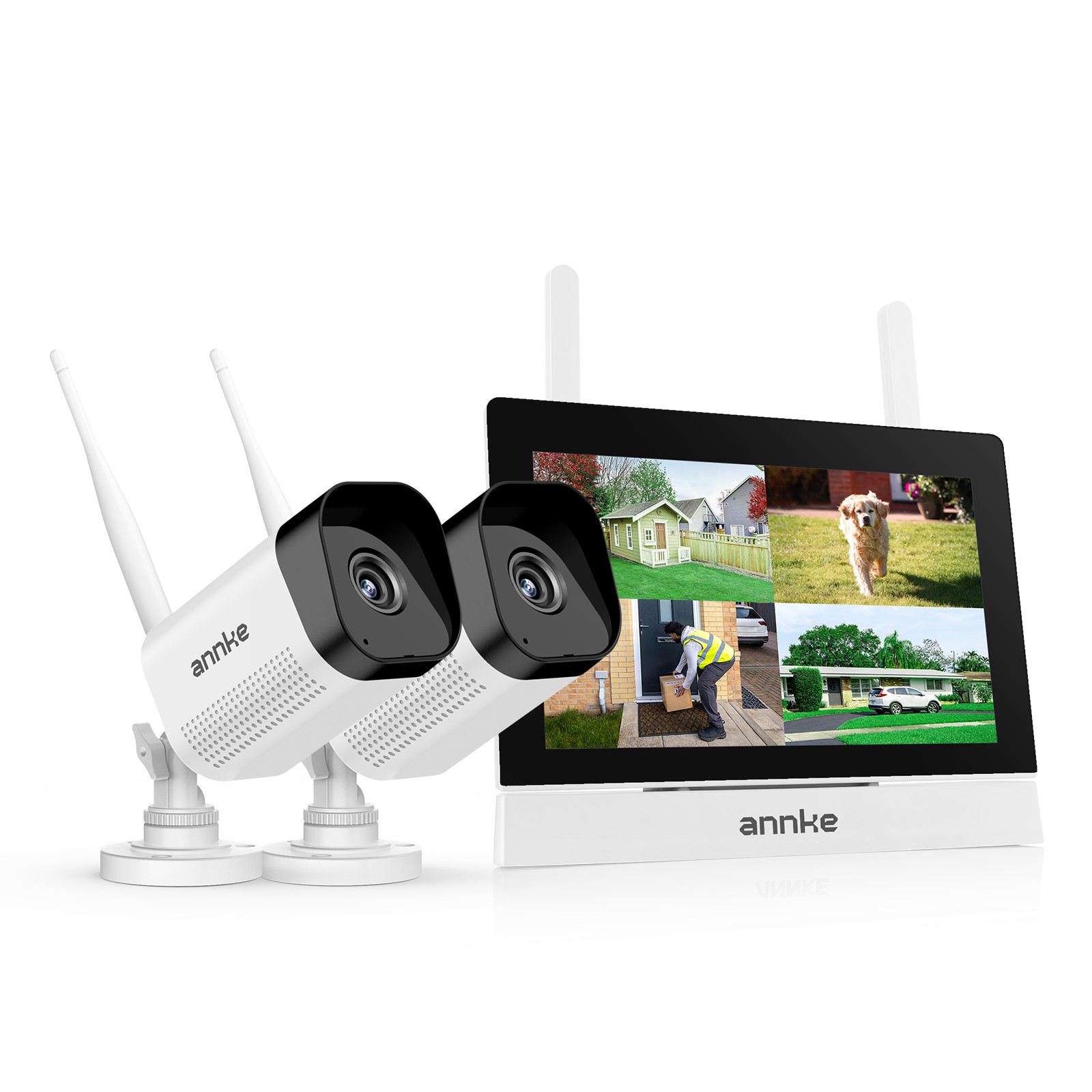 ANNKE Wireless 4CH NVR 7″ Monitor 3MP WIFI Security Camera System Two-Way Audio