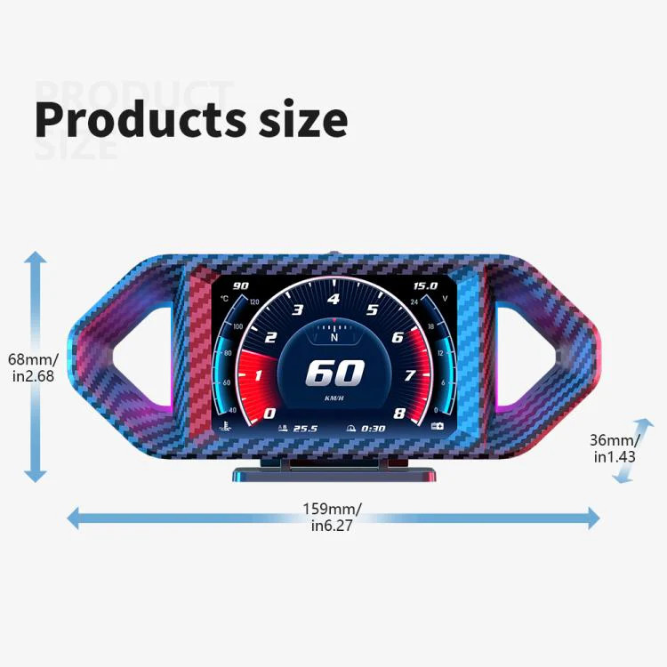 P26 Car HUD Head-Up Display Multi-function LCD OBD Smart Gauge Slope Meter Accel