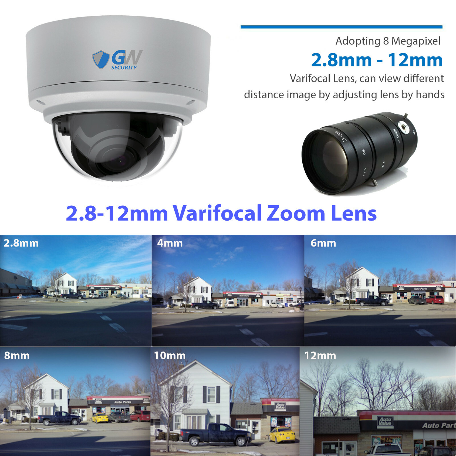 8 Channel NVR (6) 4K Microphone Varifocal AI IP PoE Dome Security Camera System