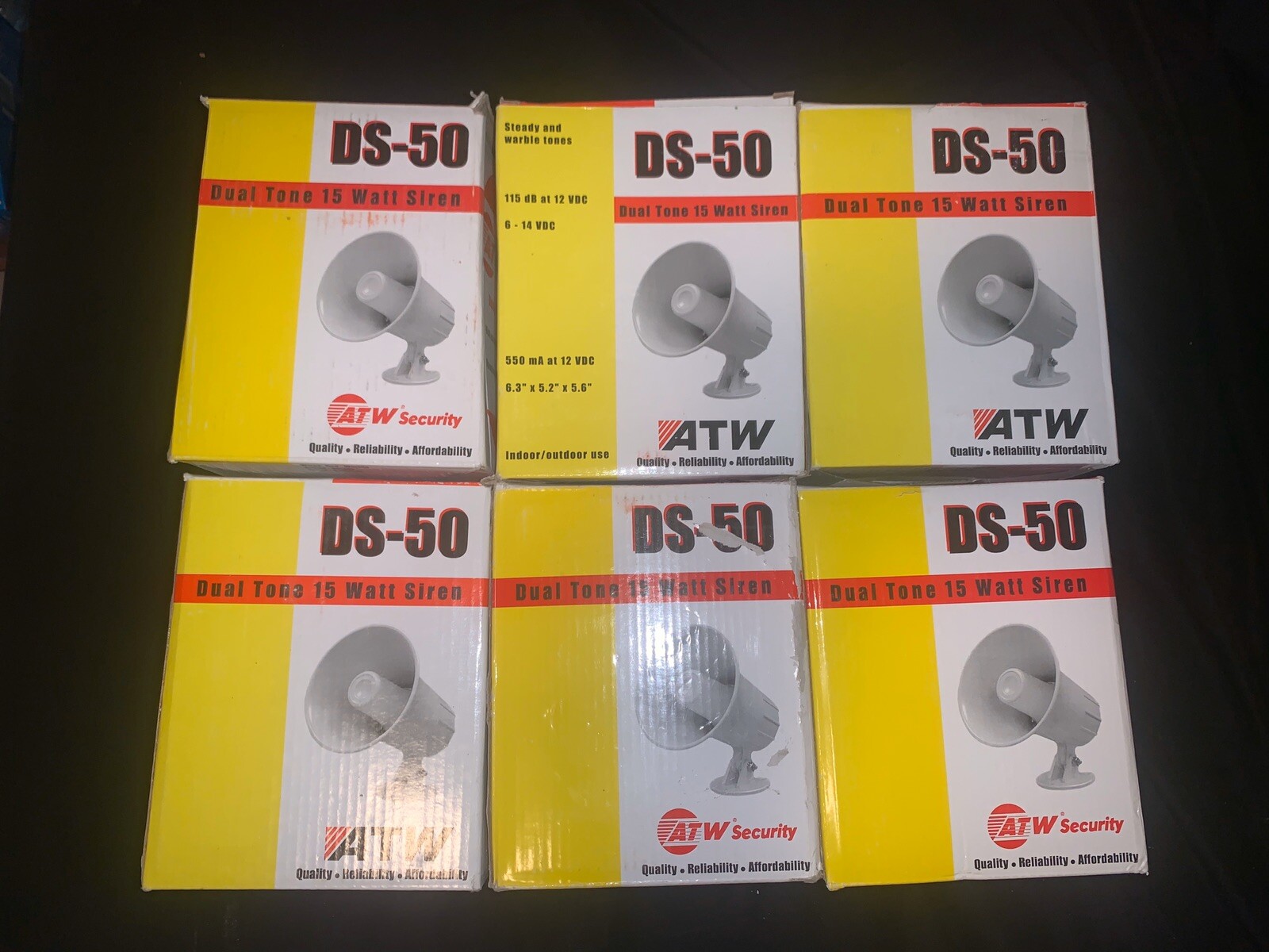 6 Lot New ATW Security DS-50 Dual Tone 15 Watt Siren (White)