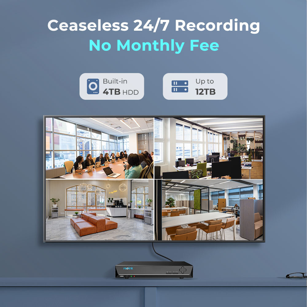 Reolink 12MP PoE Bullet Security Camera System 16CH NVR with 4TB 24/7 Recording