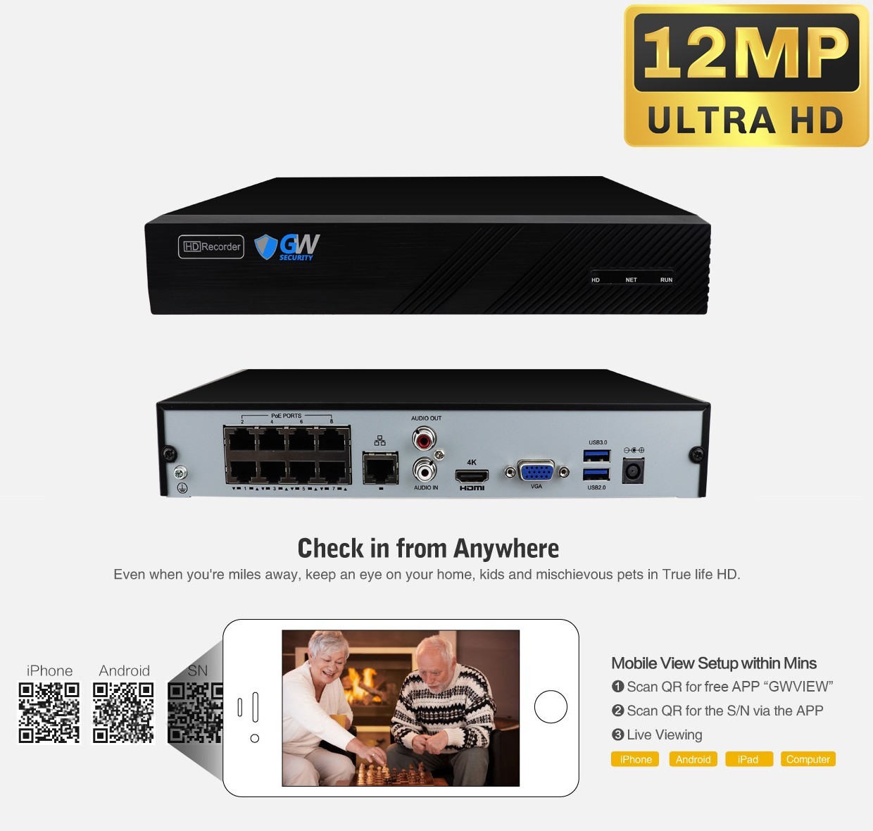 8 Channel NVR 8 X 8MP 4K Bullet PoE Outdoor Security Camera System 2TB HDD