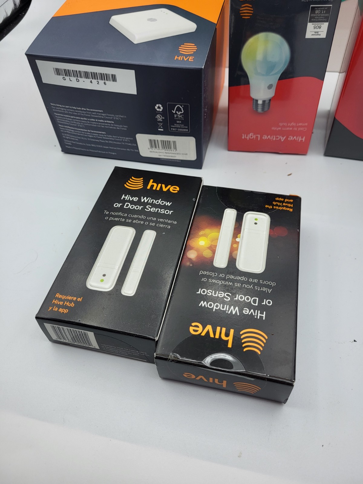 HIVE Security Home System lot Camera, Hub, 2 Window Sensors, 1 Plug, 1 Bulb New