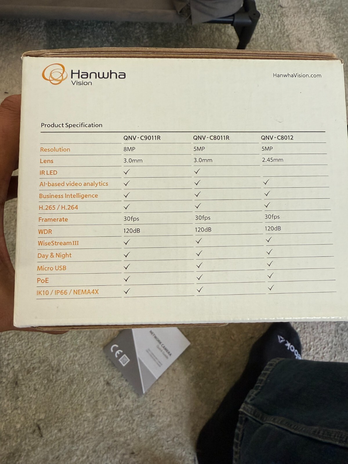 Hanwha Techwin QNV-C9011R 8MP IR Vandal Dome Camera