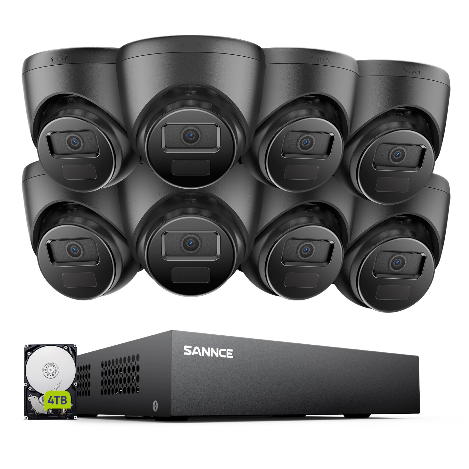 SANNCE 8CH DVR 1080P CCTV Outdoor Security Camera System Human Detection H.265+