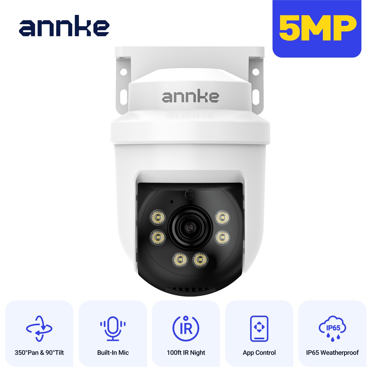ANNKE 1080P Video 350° Pan&Tilt CCTV Security Camera Outdoor 2MP IR Night Vision