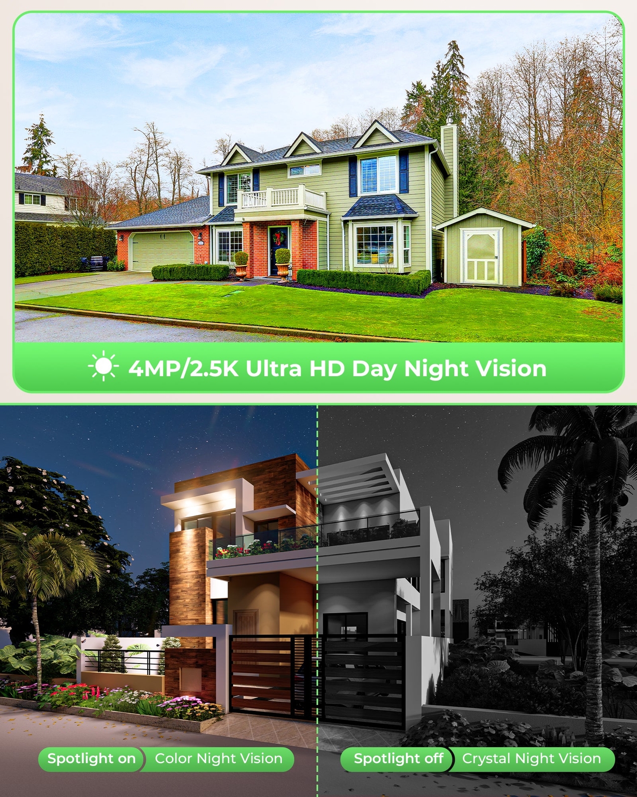 Home CCTV 4MP Outdoor Dome Solar Wireless Security Camera System with Monitor