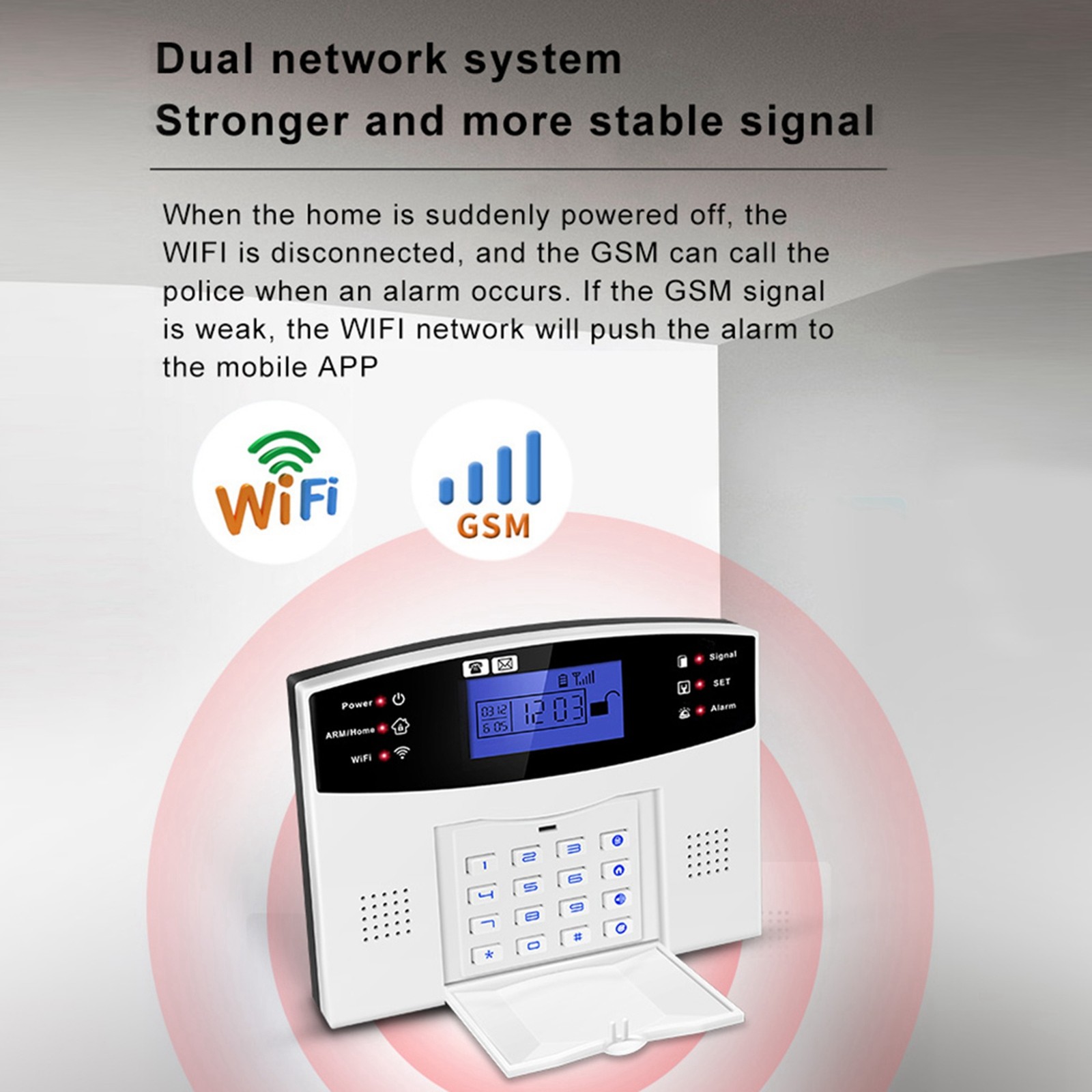 Security Alarm System Kit Auto Dial GSM+WiFi Home Security Wireless Alarm KQCA