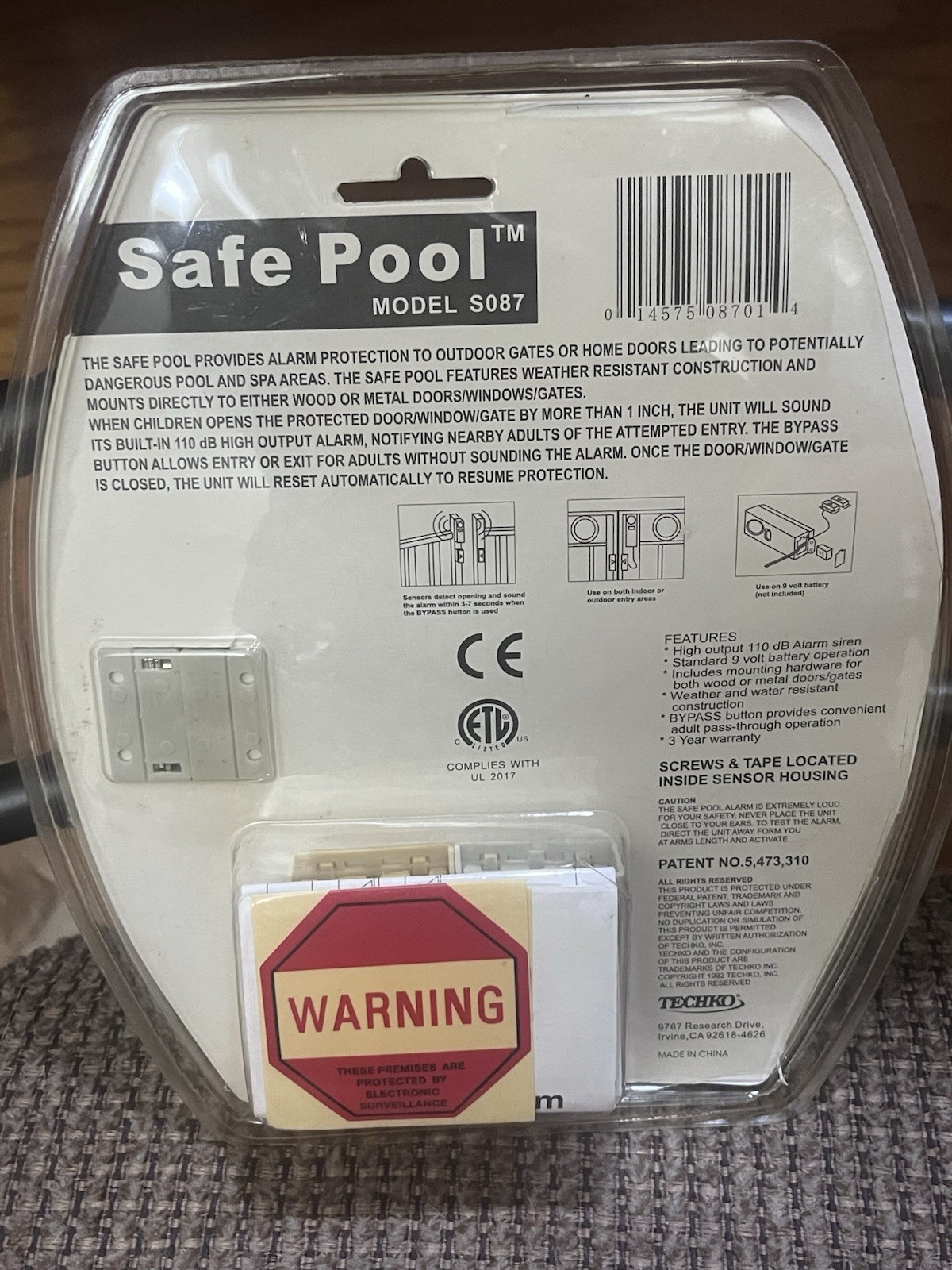 Vintage New Techko Home Security Pool/Door Alarm Safety Sentry Sealed