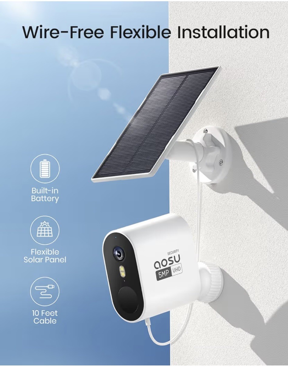 ⭐️3K/5MP Solar Security Cameras Wireless Outdoor, Ultra-Wide-Angle, 4 cameras…