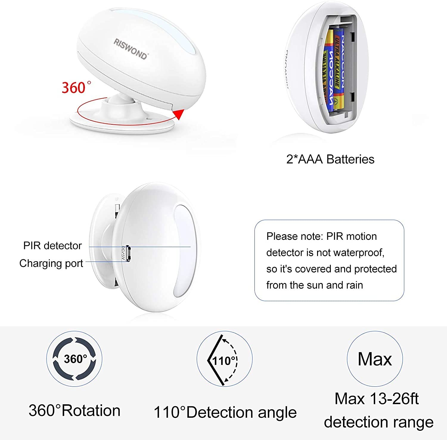 Wireless Motion Sensor Door 1 Receiver +1 Sensors, motion sensor doorbell