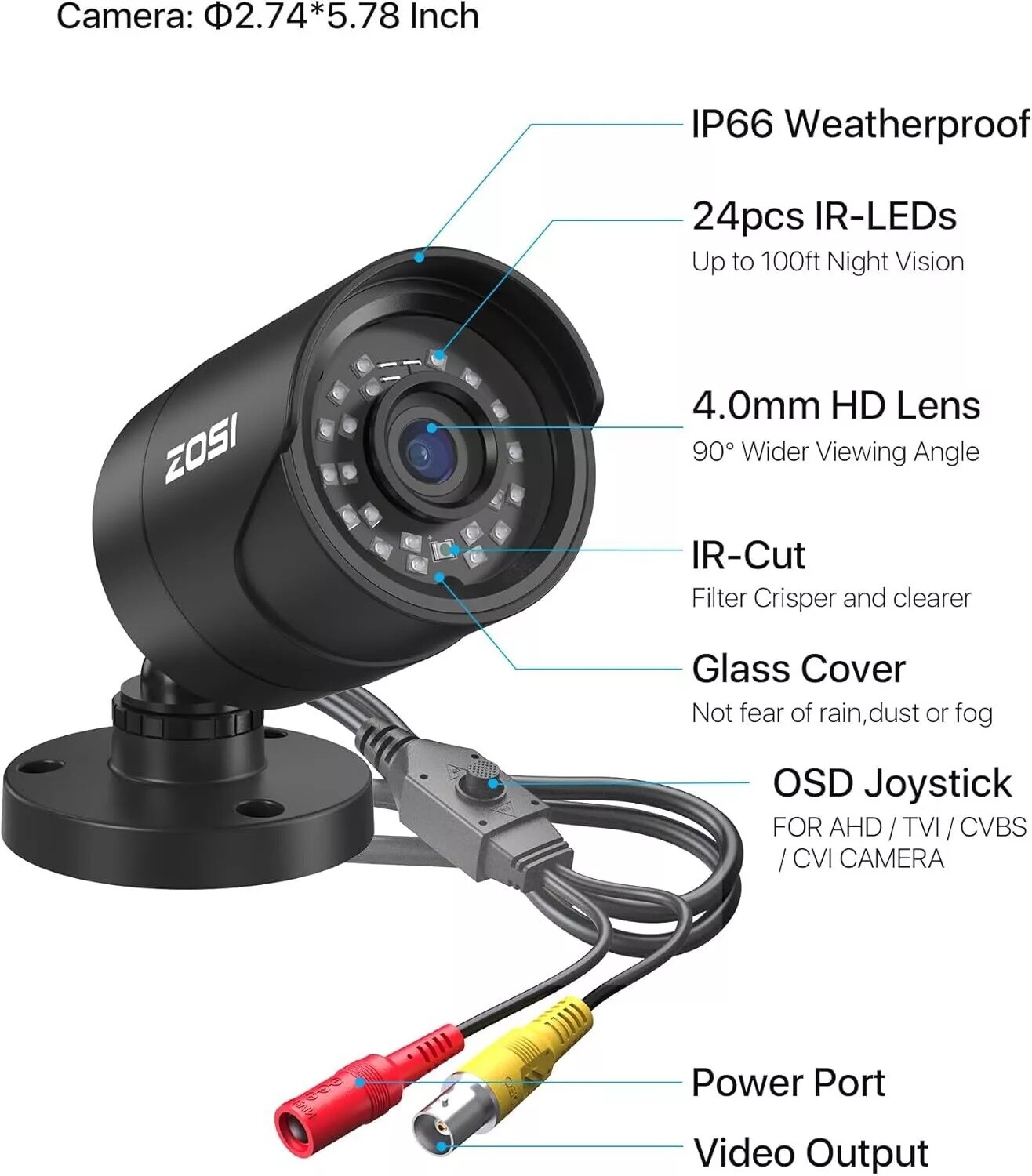 ZOSI 8CH 5MP 3K Home CCTV Security Camera System AI Human Vehicle Detection 1TB