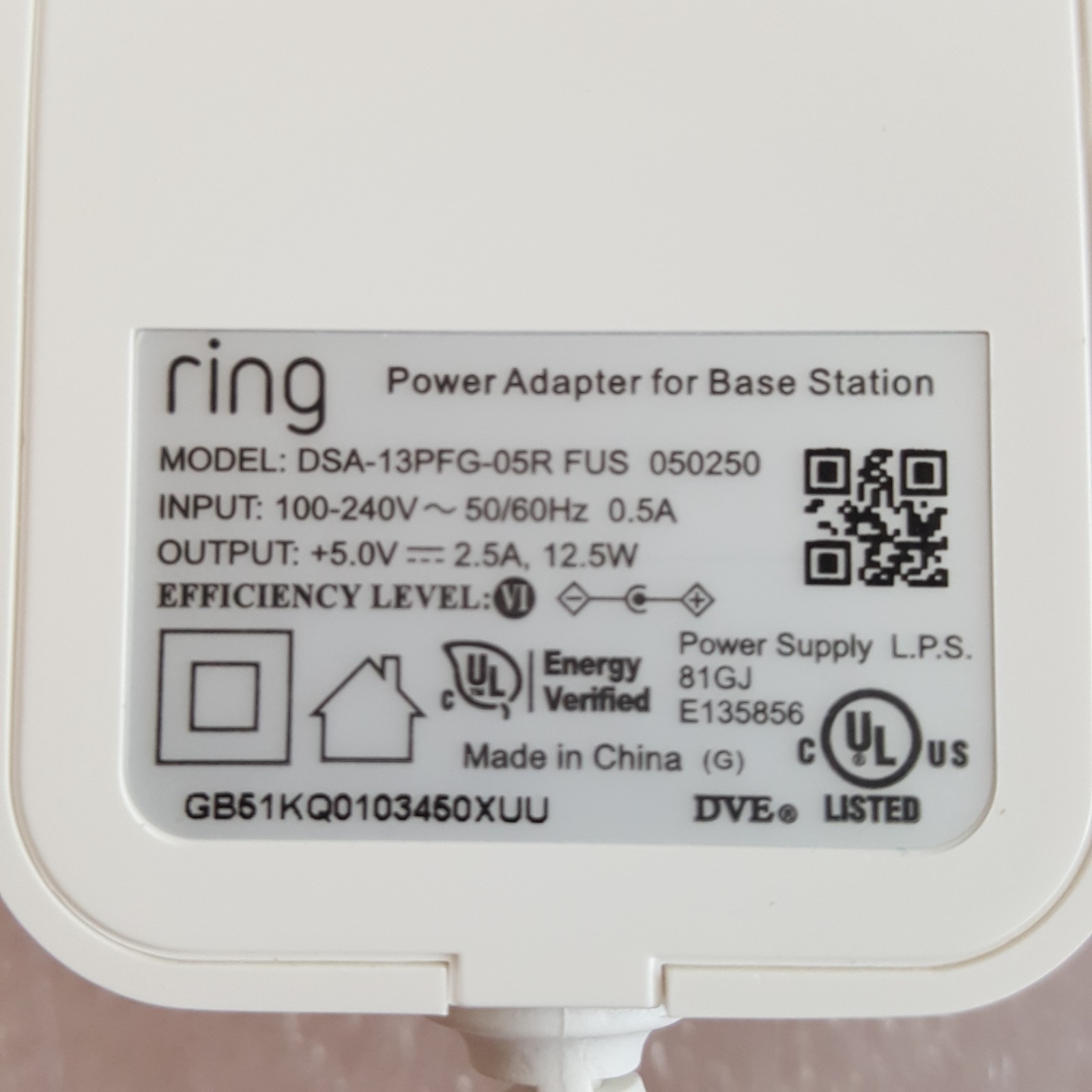 Ring Alarm Base Station US Z Wave+ 4HB1U9-0EN0 Gen 2 W/Power Cable WiFi-Indoor