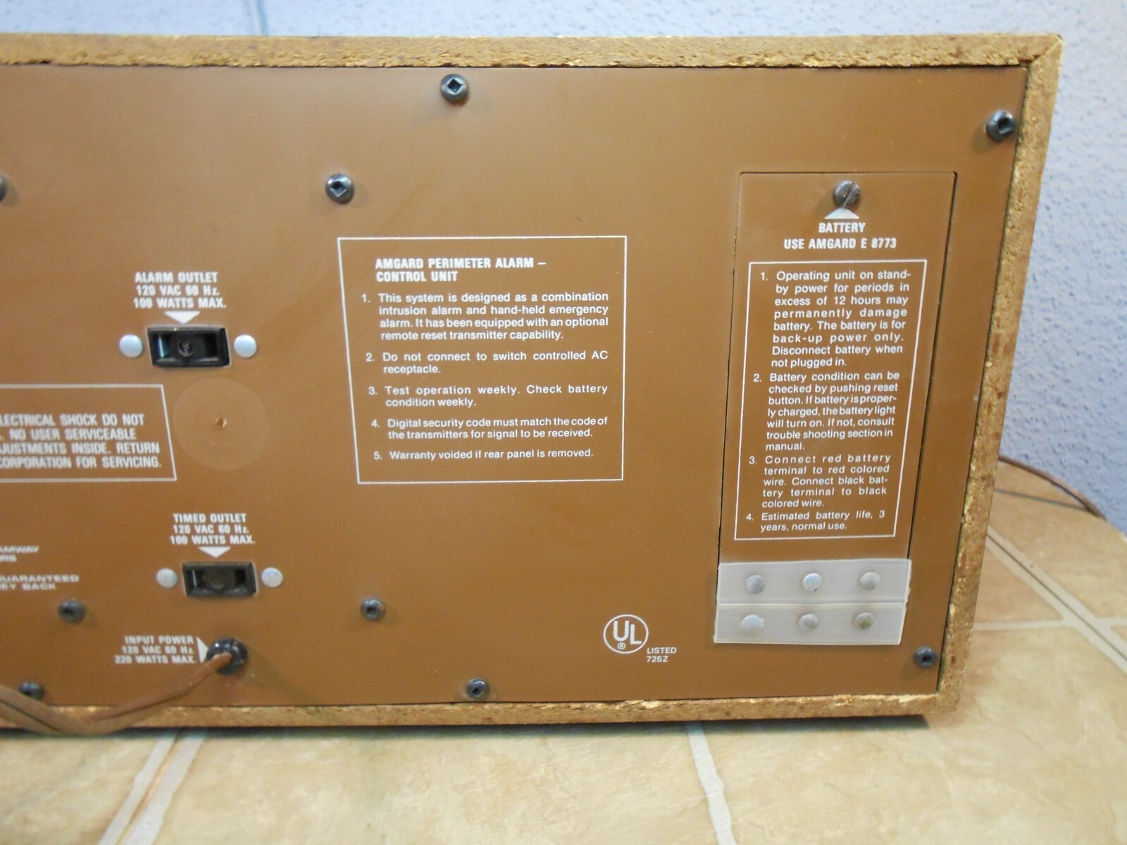 Amway Amgard Perimeter Alarm Control Unit Only Model E-8496 – Vintage