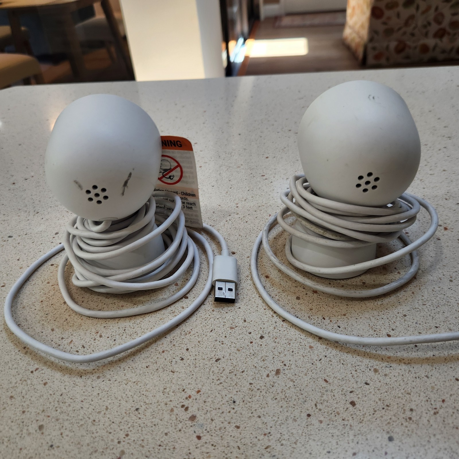 Two Google Nest Security Cams Indoor 1080p Wired 2nd Gen. GJQ9T (White Snow)