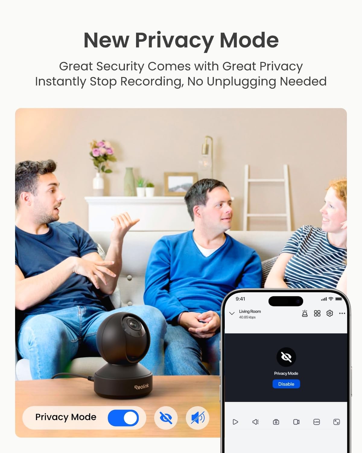 REOLINK 4K Pan Tilt Indoor Camera, 3X Optical Zoom, Dual-Band WiFi 6 Black