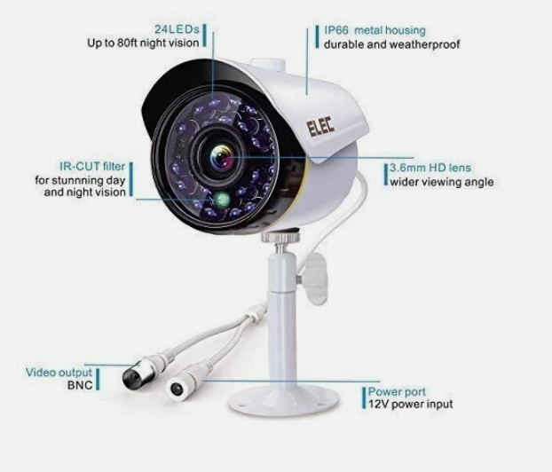 ELEC 1800 Night Vision Security Camera for DVR or CCTV System – One Camera