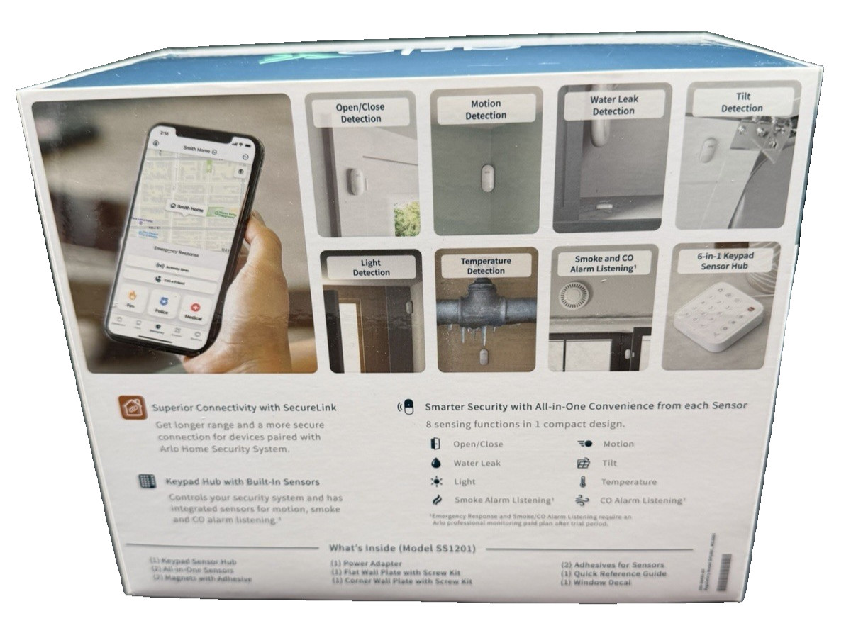 Arlo Home Security System with Wired Keypad Sensor Hub 8 in 1 Sensor – SS1201