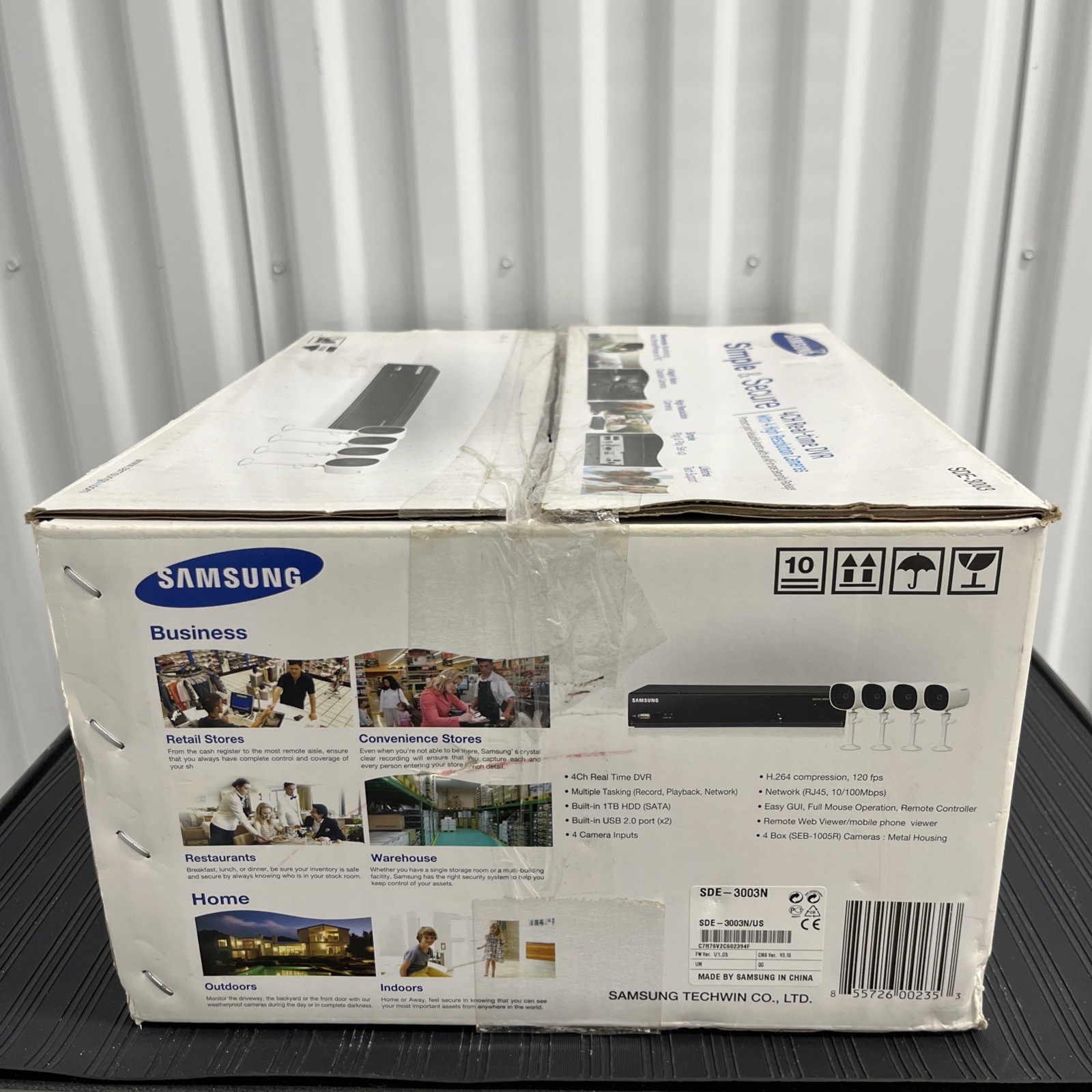 Samsung 4CH Real-Time DVR w/ 4 Hi-Res Cameras 1TB HDD #SDE-3003, NEW (Open Box)